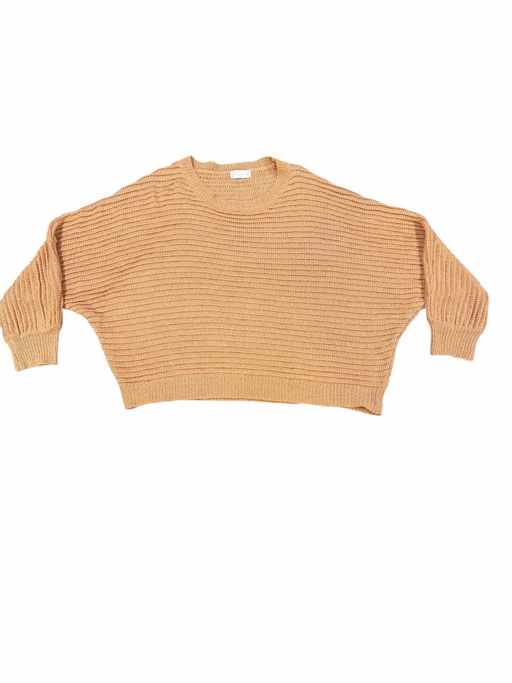 Altar’d State Oversized Ribbed Crop Sweater Camel Boxy Dolman Sleeve S/M
